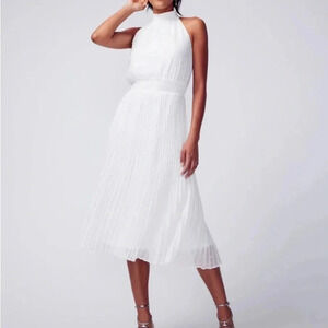 White House Black Market Pleated Chiffon Midi Dress Size 8